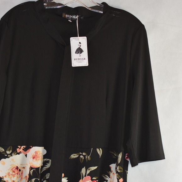 BEDOAR Black /Floral Dress NWT SZ 18 - Picture 4 of 7